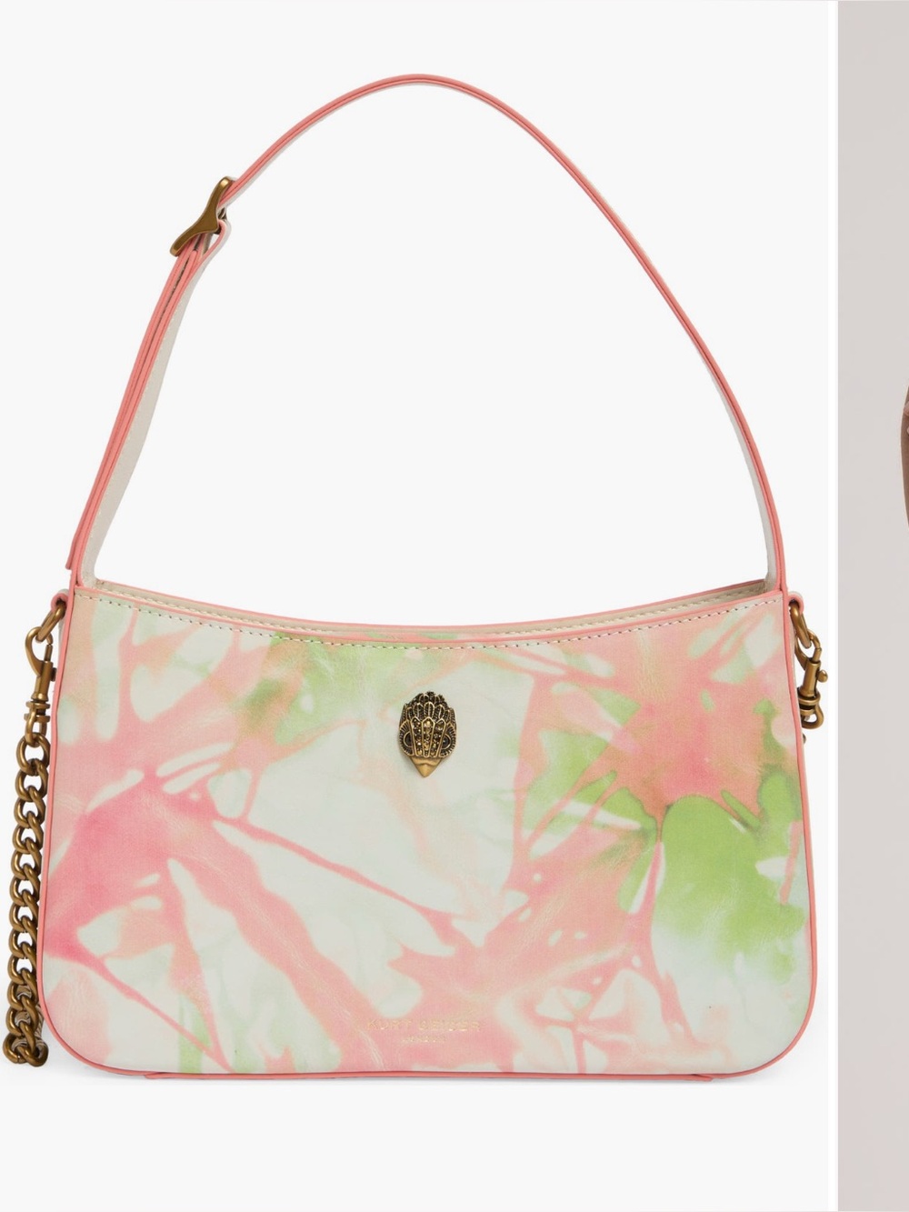 Kurt Geiger Pink & White Tie-Dye Shoulder Bag with Gold Emblem